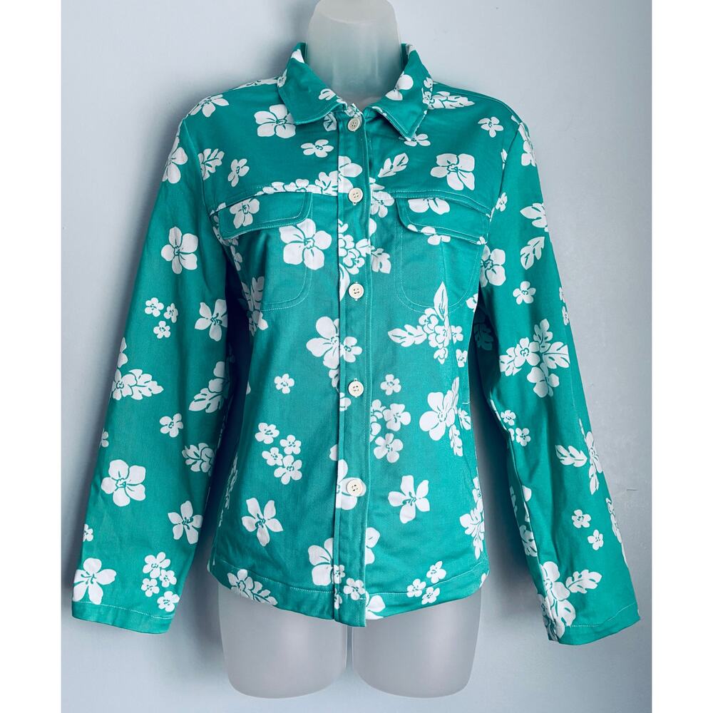 Pendleton Floral Chore Jacket Shacket Turquoise W… - image 1